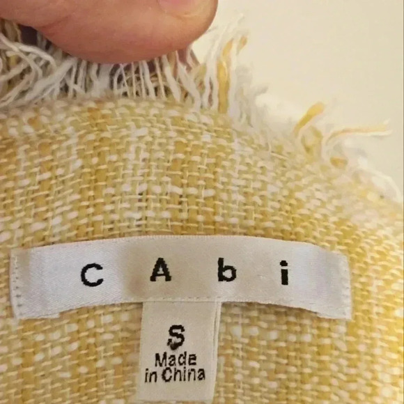 CAbi Yellow Daisy Statement Tweed Fringe Cropped Jacket Medium Style 339 Small - Picture 8 of 10